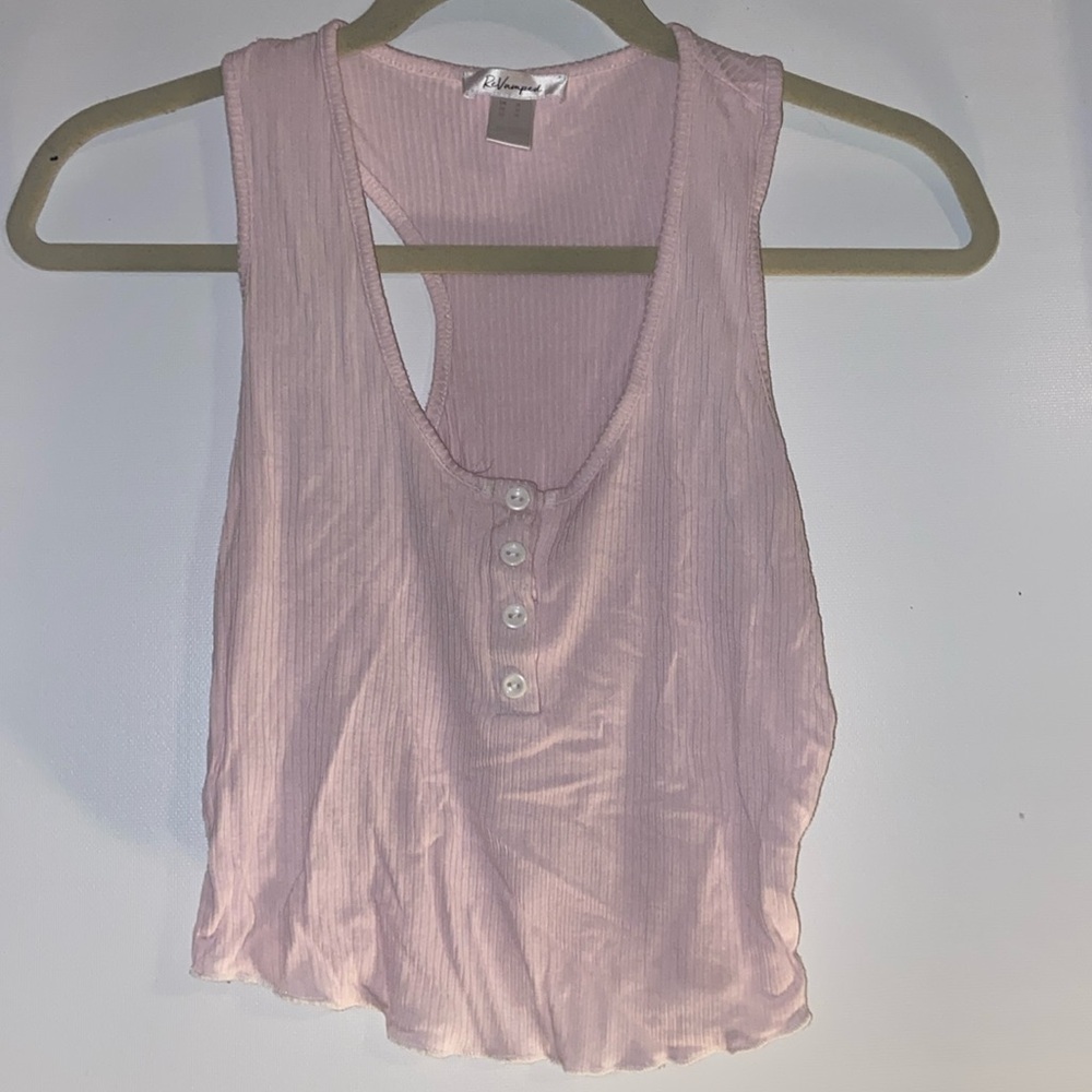 ReVamped light pink cropped ribbed tank top